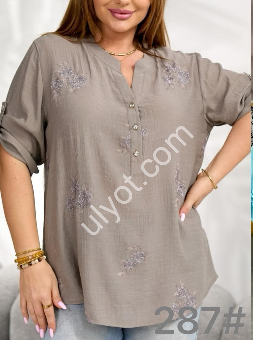 БЛУЗКА JJF (3XL-6XL) БЛАКИТНИЙ 287