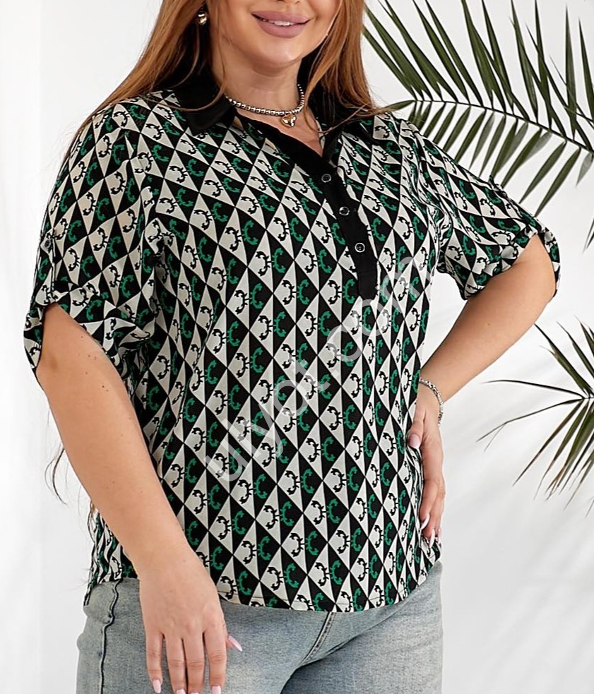 БЛУЗКА JJF (3XL-6XL) ЧОРНИЙ 8801