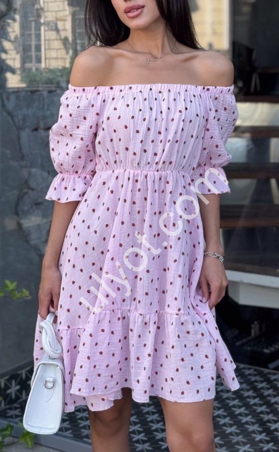 ПЛАТЬЕ (42-48) ГОРОХ РОЗОВЫЙ 2467