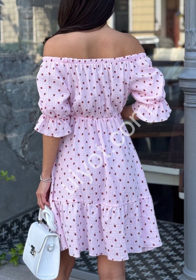 ПЛАТЬЕ (42-48) ГОРОХ РОЗОВЫЙ 2467