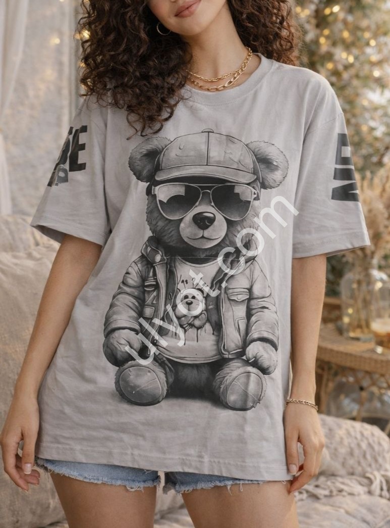 ФУТБОЛКА (ONESIZE 42-46) МИШКА СЕРЫЙ M40