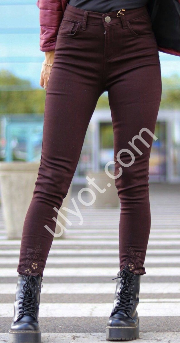 ДЖИНСЫ (S-XL) КОРИЧНЕВЫЙ 