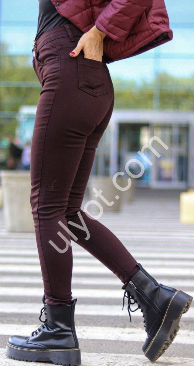 ДЖИНСЫ (S-XL) КОРИЧНЕВЫЙ 