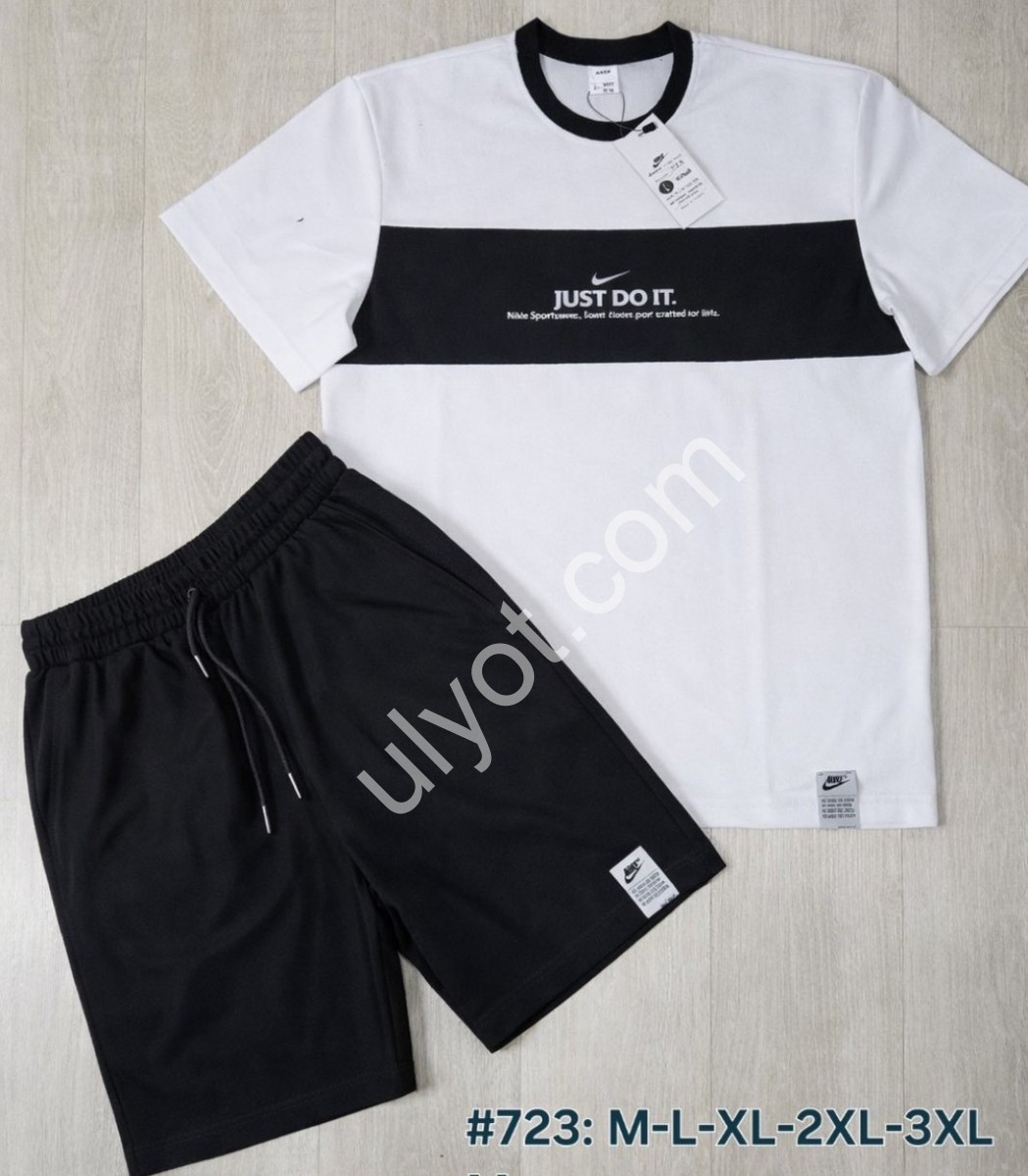 СПОРТ. КОСТЮМ N02 (M-3XL) БЕЛЫЙ+ЧЕРНЫЙ 723