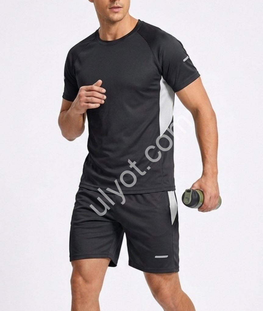 КОСТЮМ (M-3XL) ЧЕРНЫЙ+СВ.СЕРЫЙ 