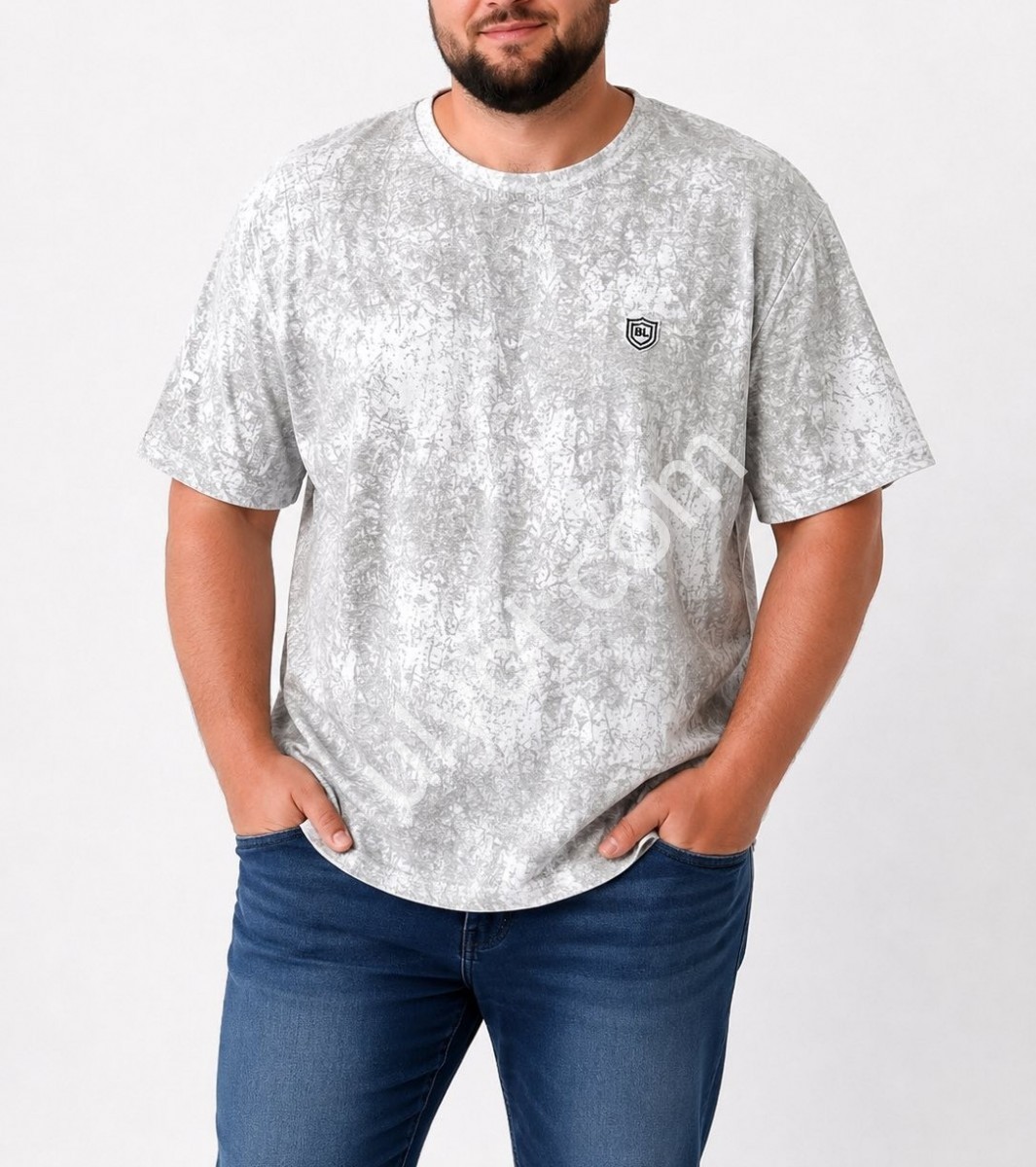ФУТБОЛКА BIGLIVER (3XL-6XL) СВ.СІРИЙ 5575
