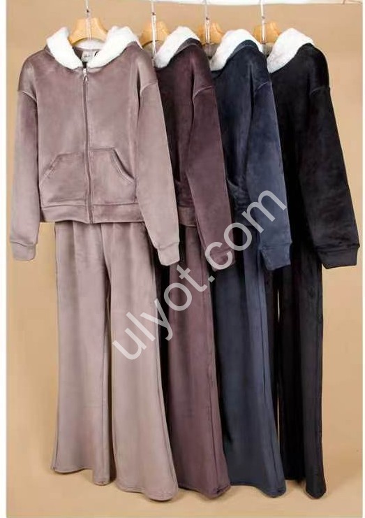 КОСТЮМ (M-3XL) ПРЯМОЙ МИКРОМЕХ КОРИЧНЕВЫЙ 7002