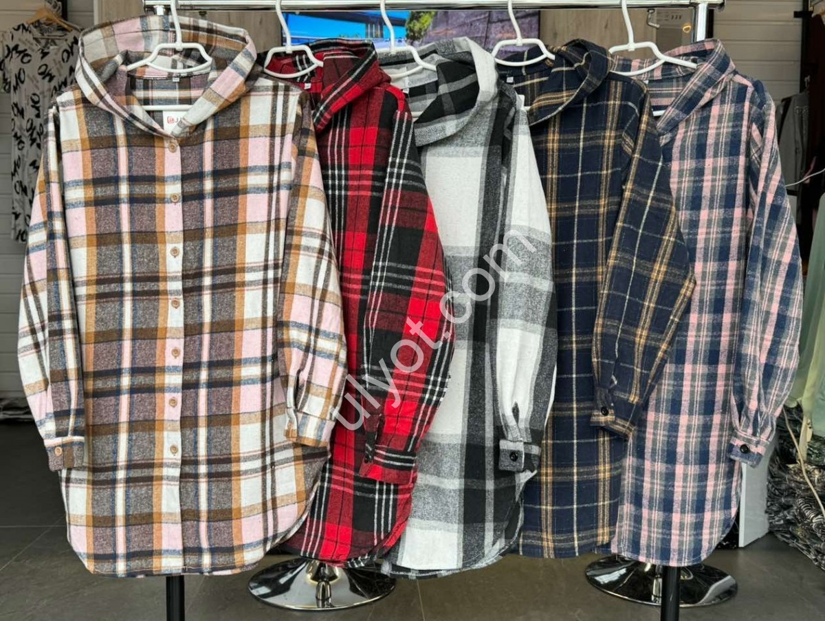 РУБАШКА С КАПЮШОНОМ (3XL-6XL) РОЗОВЫЙ+СЕРЫЙ 7766
