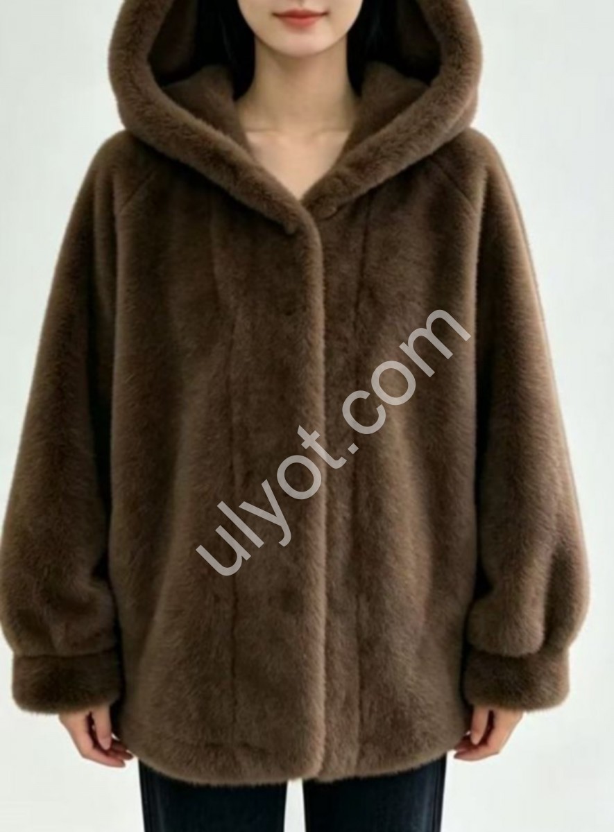 ПОЛУШУБОК (L-2XL) КОРИЧНЕВЫЙ 1306