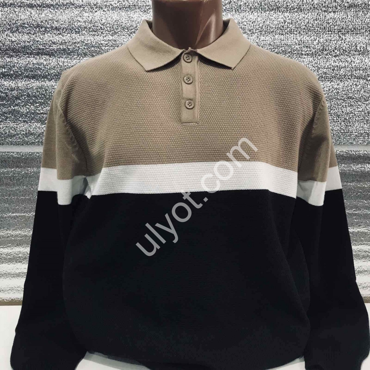 СВИТЕР MJ (M-2XL) БЕЖ+ЧЕРНЫЙ 150