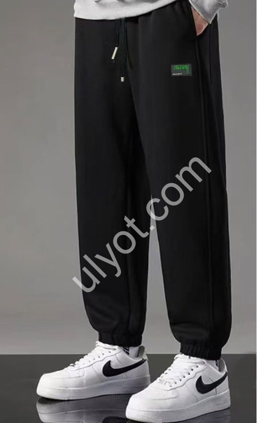 ШТАНЫ (XL-5XL) ФЛИС МАНЖЕТ ЧЕРНЫЙ  2432