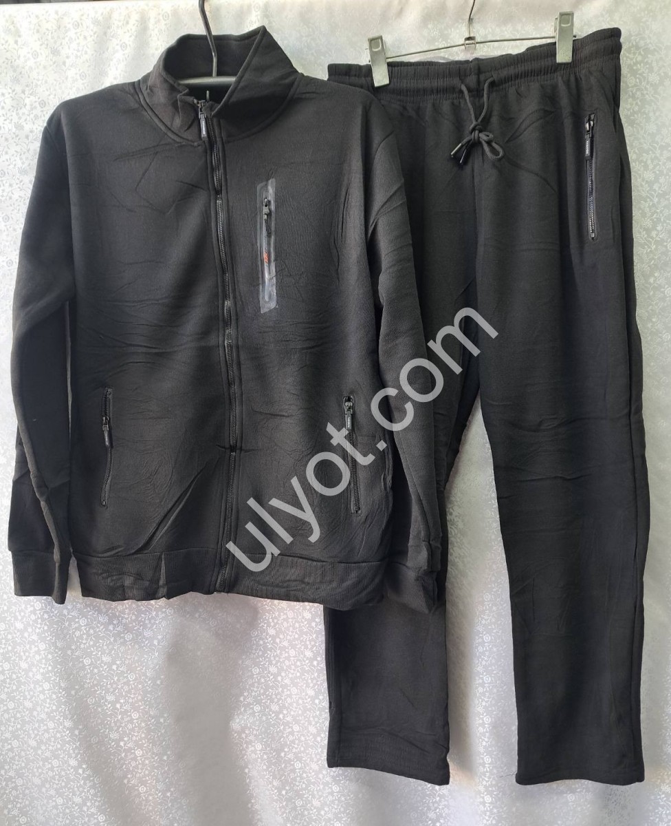 СПОРТ.КОСТЮМ (M-3XL) ФЛИС ПРЯМОЙ ЧЕРНЫЙ 6610A