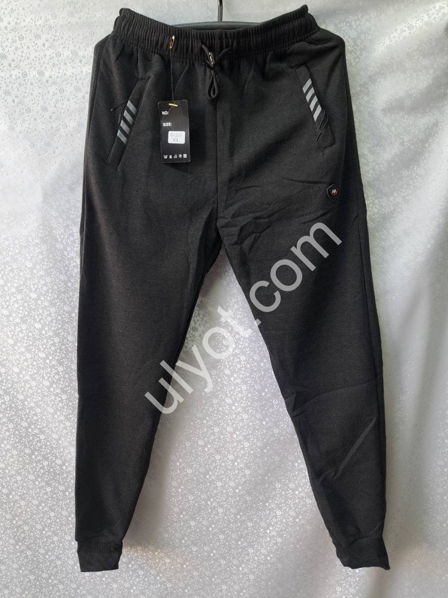 СПОРТ.ШТАНЫ (M-3XL) ФЛИС МАНЖЕТ Т.СЕРЫЙ 2608