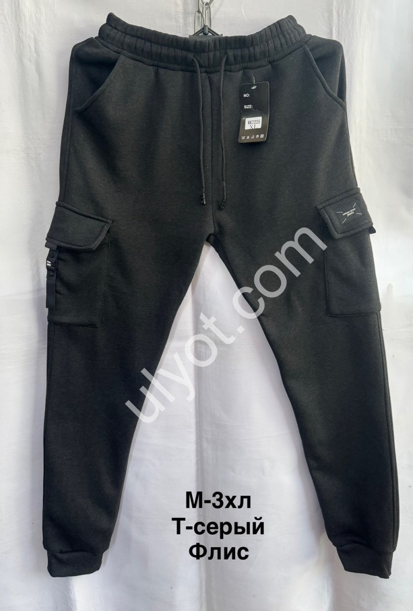 СПОРТ. ШТАНИ (M-3XL) ФЛІС МАНЖЕТ Т.СІРИЙ 7225