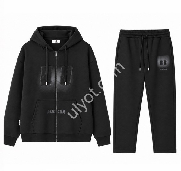 КОСТЮМ AUDSA (M-3XL) ФЛИС ПРЯМОЙ ЧЕРНЫЙ A0005-0006