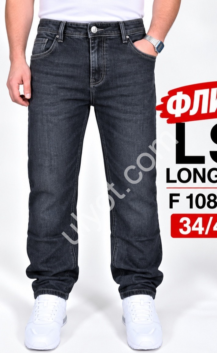 ДЖИНСИ LONGFEI (34-44) ФЛІС Т.СІНІЙ F1086D