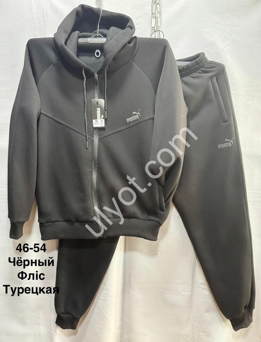 СПОРТ.КОСТЮМ P15 (46-54) ФЛИС МАНЖЕТ ЧЕРНЫЙ 