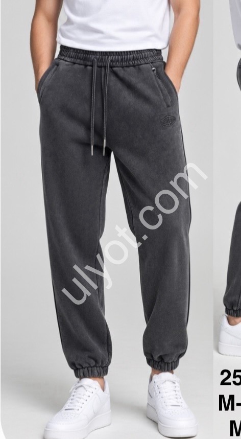 СПОРТ. ШТАНЫ (M-3XL) МЕХ МАНЖЕТ ГРАФИТ 25299