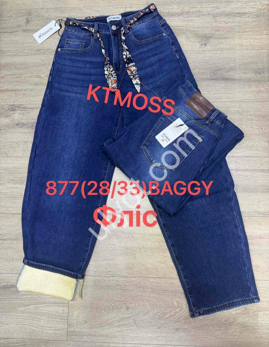 ДЖИНСЫ KT.MOSS (28-33) ФЛИС Т.СИНИЙ 877