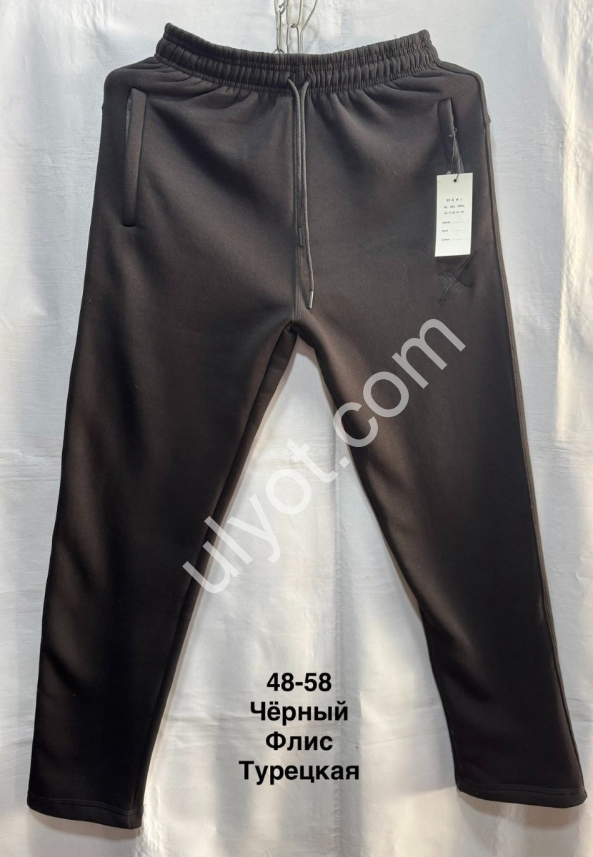 СПОРТ.ШТАНЫ X (48-58) ФЛИС ПРЯМОЙ ЧЕРНЫЙ 