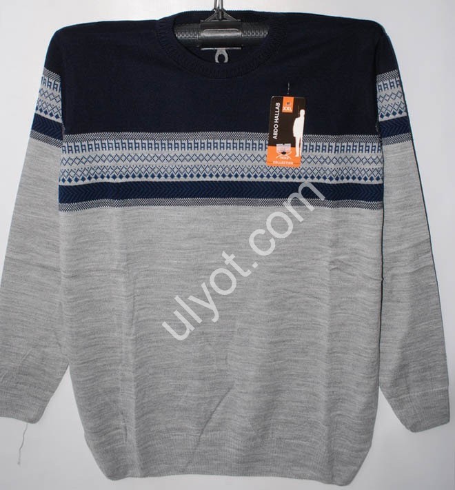 СВИТЕР (2XL-4XL) СЕРЫЙ+Т.СИНИЙ M818