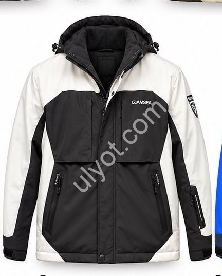 КУРТКА ТЕРМО (M-3XL) ЧЕРНЫЙ+БЕЛЫЙ 24011