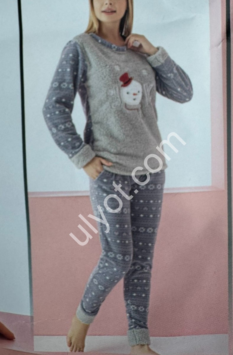 ПИЖАМА (M-2XL) ФЛИС СЕРЫЙ 7198