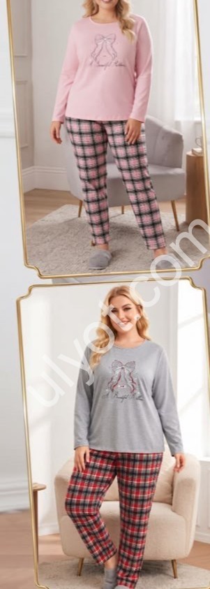 ПІЖАМА (L-4XL) БАЙКА МІКС 1857