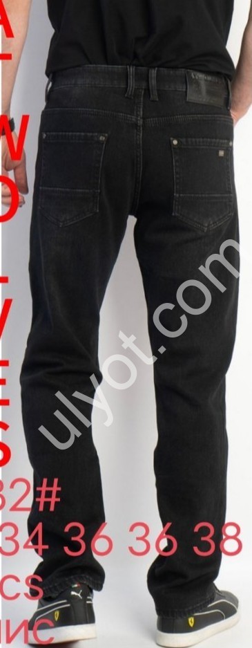 ДЖИНСЫ ATWOLVES (30-38) ФЛИС ЧЕРНЫЙ 6982