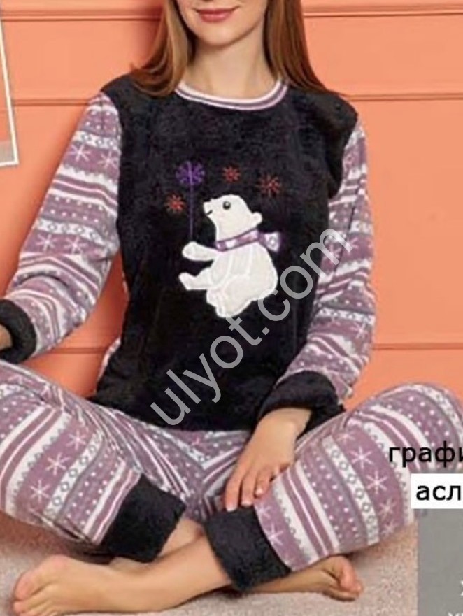 ПИЖАМА (M-2XL) Т.СИНИЙ+ЛИЛОВЫЙ 28622