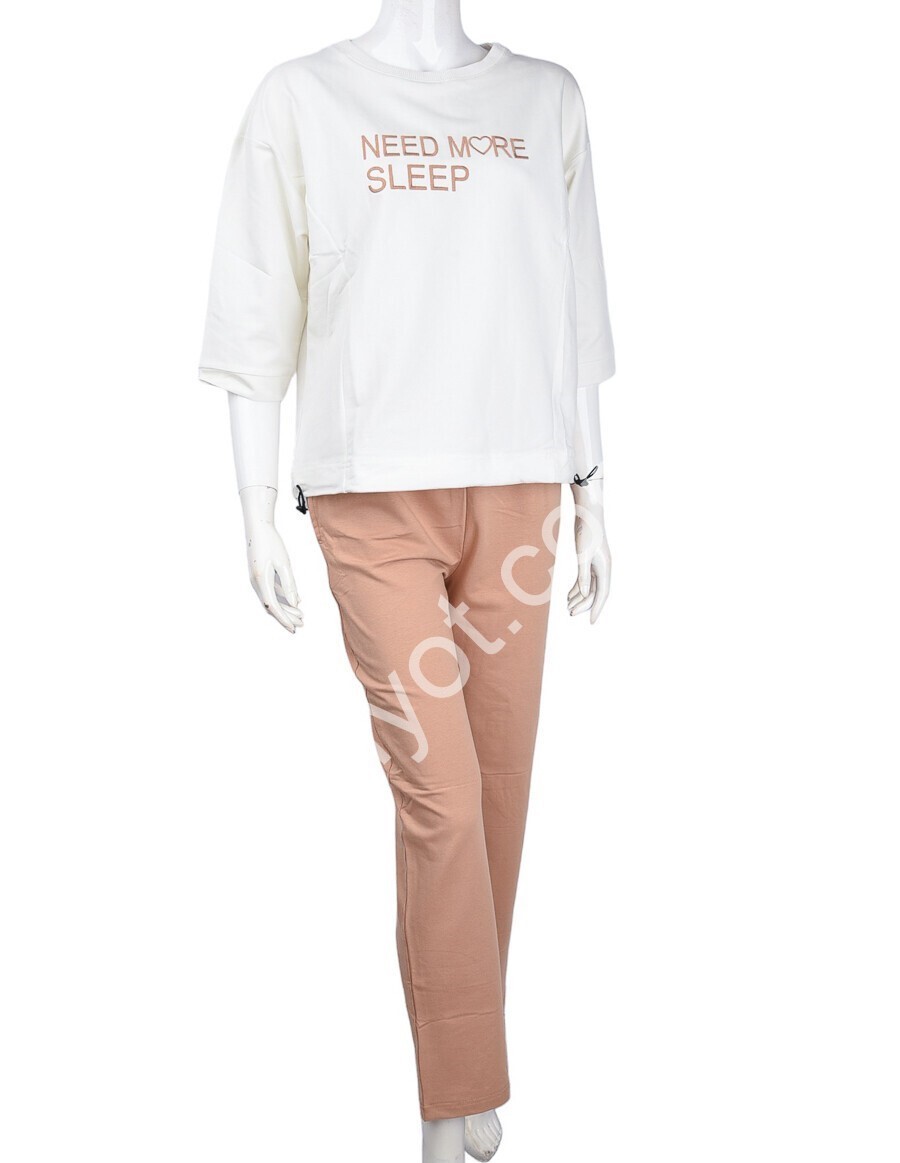 КОСТЮМ (S-XL) БІЛИЙ+БІЖОВИЙ 3708