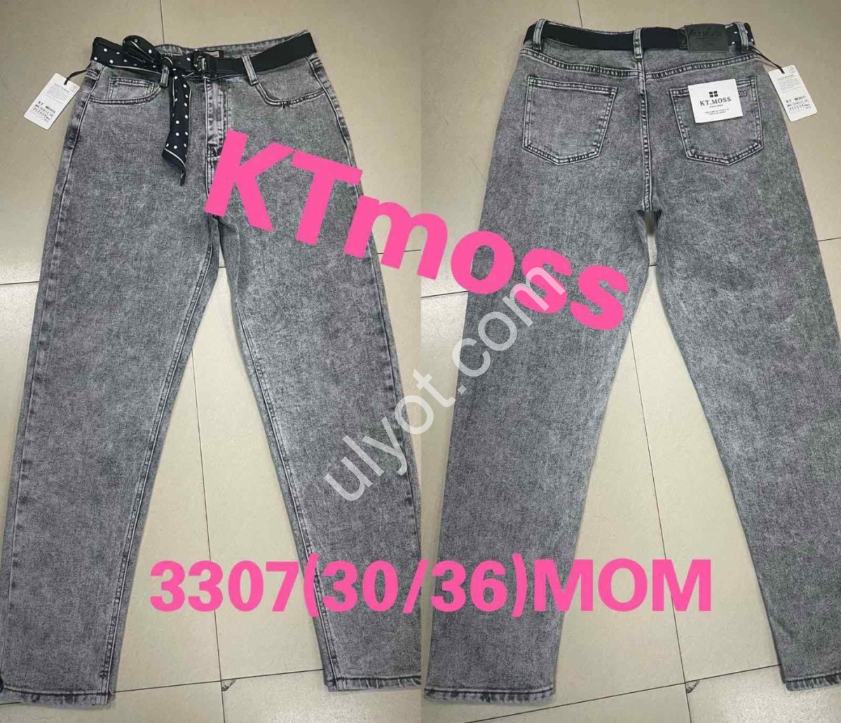 ДЖИНСЫ KT.MOSS (30-36) СЕРЫЙ 3307