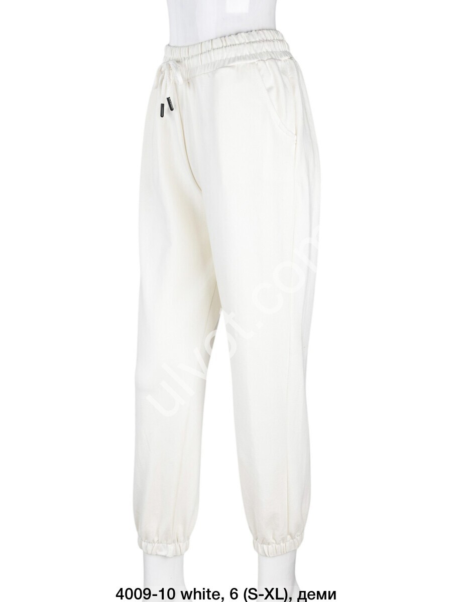 СПОРТ.ШТАНИ (S-XL) МАНЖЕТ БІЛИЙ 4009-10
