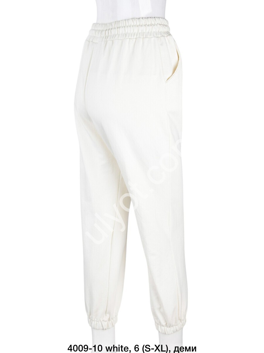 СПОРТ.ШТАНИ (S-XL) МАНЖЕТ БІЛИЙ 4009-10