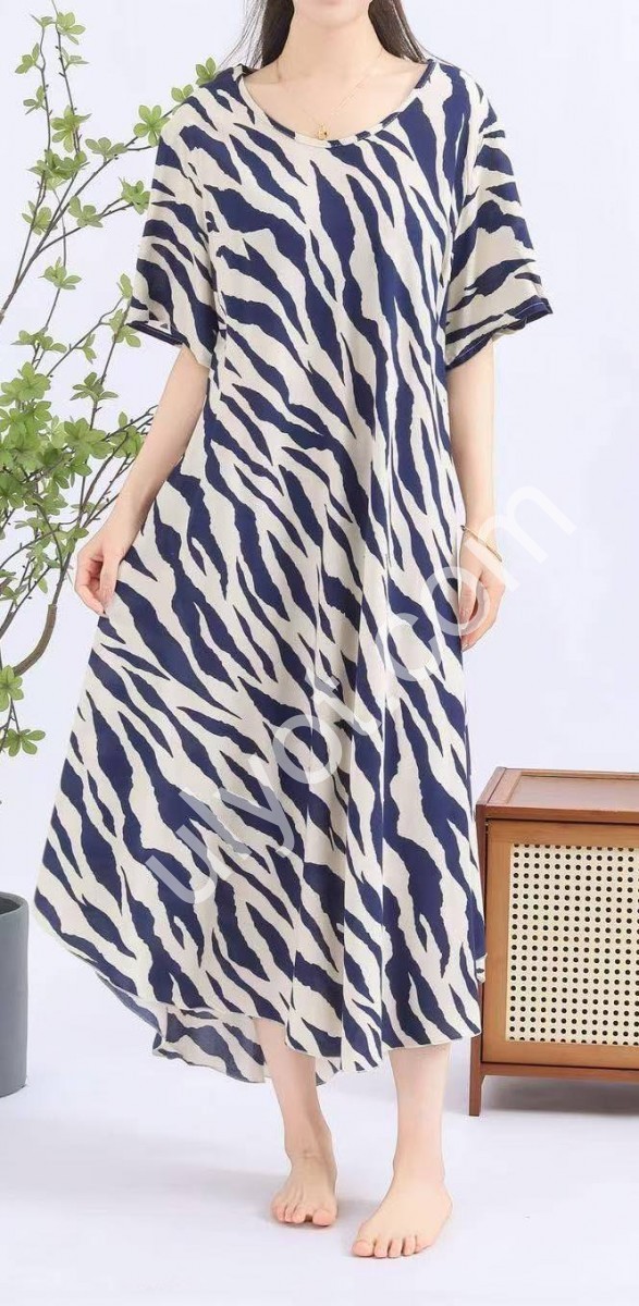 ПЛАТЬЕ (ONE SIZE 60) СИН+МОЛОЧН 081