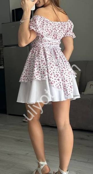 ПЛАТЬЕ (42-48) БЕЛЫЙ С РОЗОВЫМ 026