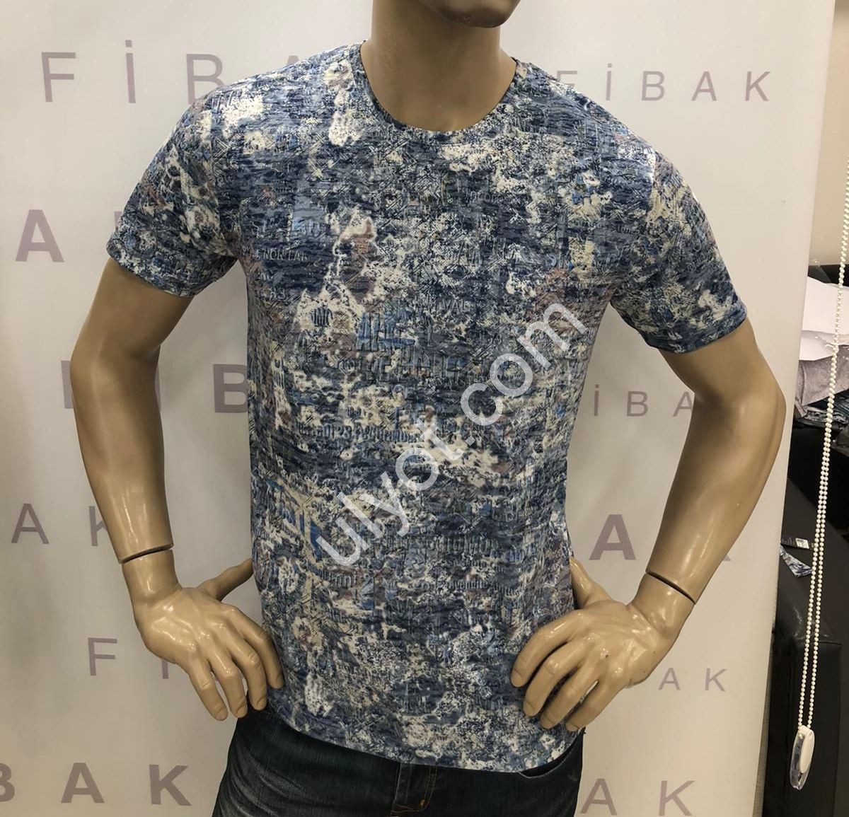 ФУТБОЛКА (M-2XL) Т.СИНІЙ+МОЛОЧНИЙ 4011