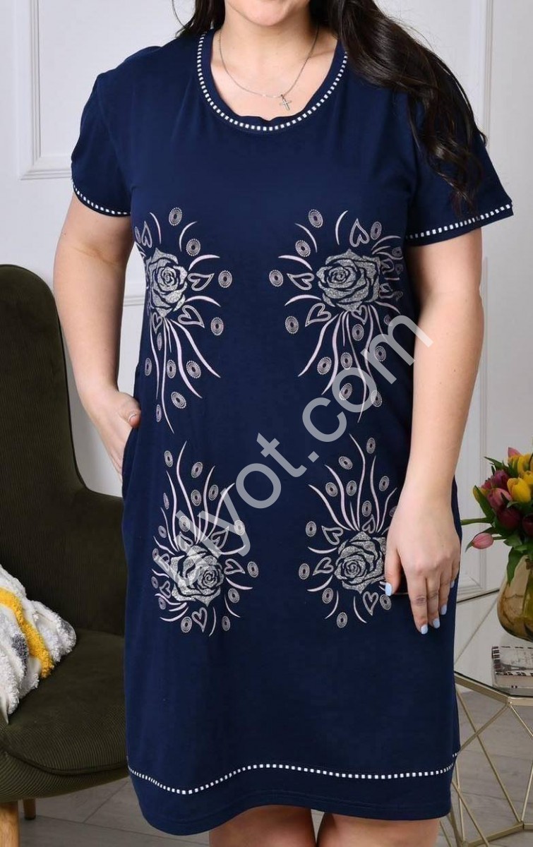ПЛАТЬЕ РОЗА (6XL-8XL) СИНИЙ A19
