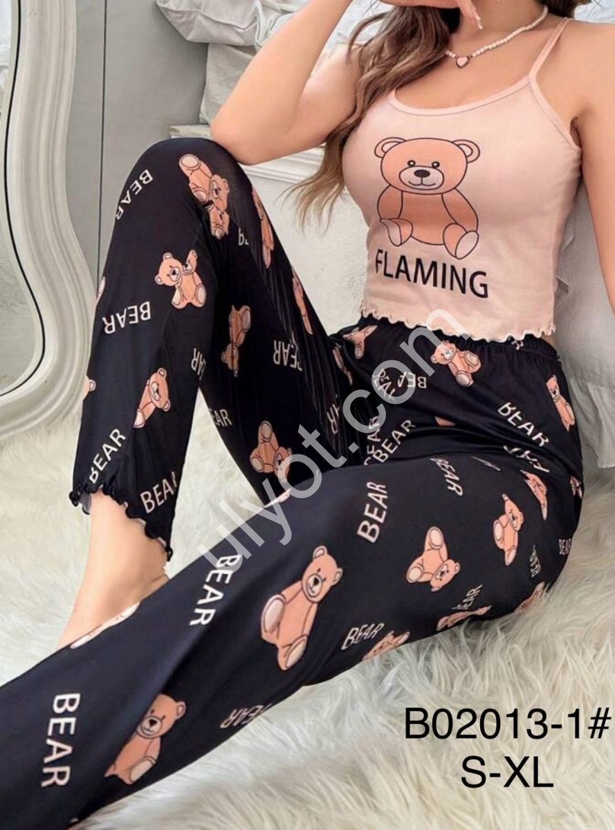 ПІЖАМА ВЕДМЕДИКА (S-XL) БІЖОВИЙ+Т.СИНІЙ B02013-1