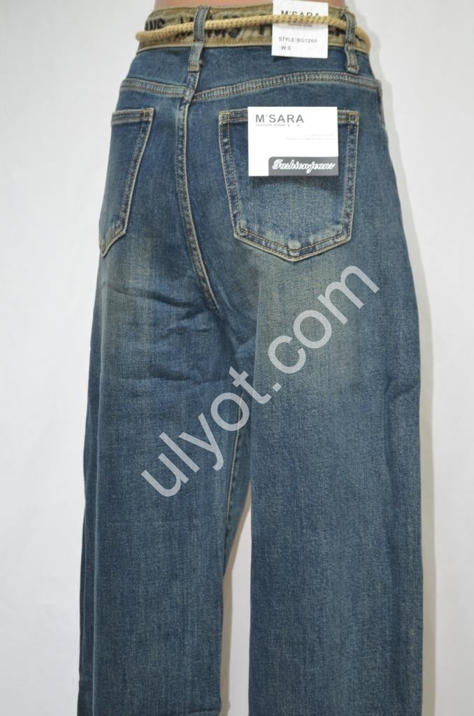ДЖИНСЫ M.SARA (XS-XL) Т.СИНИЙ 1269