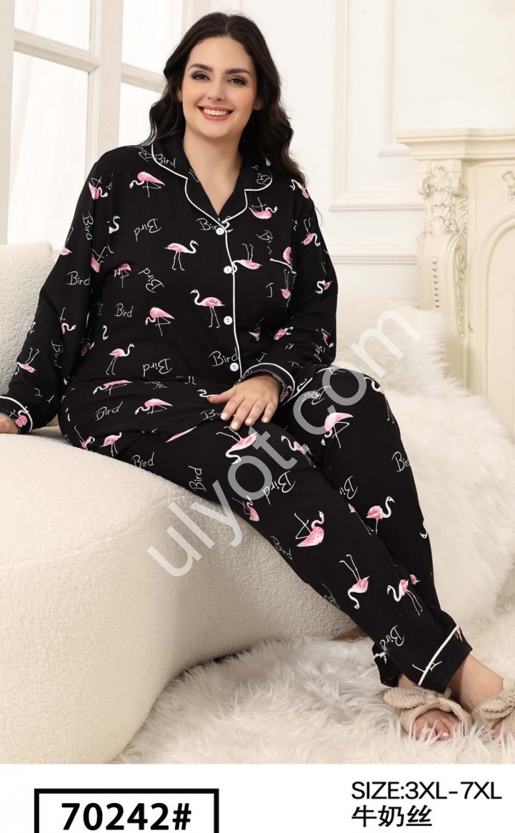 ПИЖАМА ФЛАМИНГО (3XL-7XL) ЧЕРНЫЙ 70242