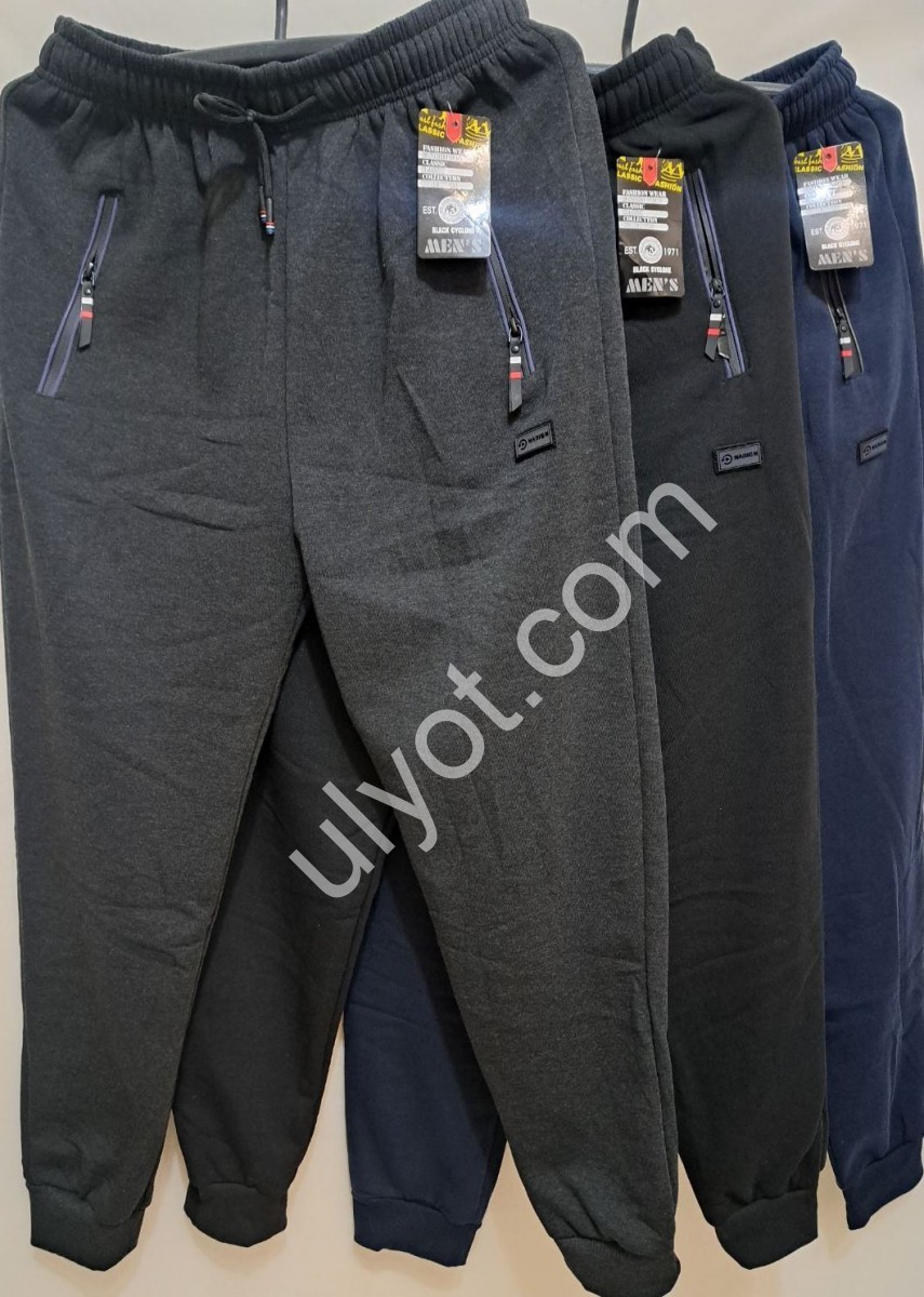 СПОРТ.ШТАНИ (3XL-7XL) ФЛІС МАНЖЕТ ЧОРНИЙ 7137
