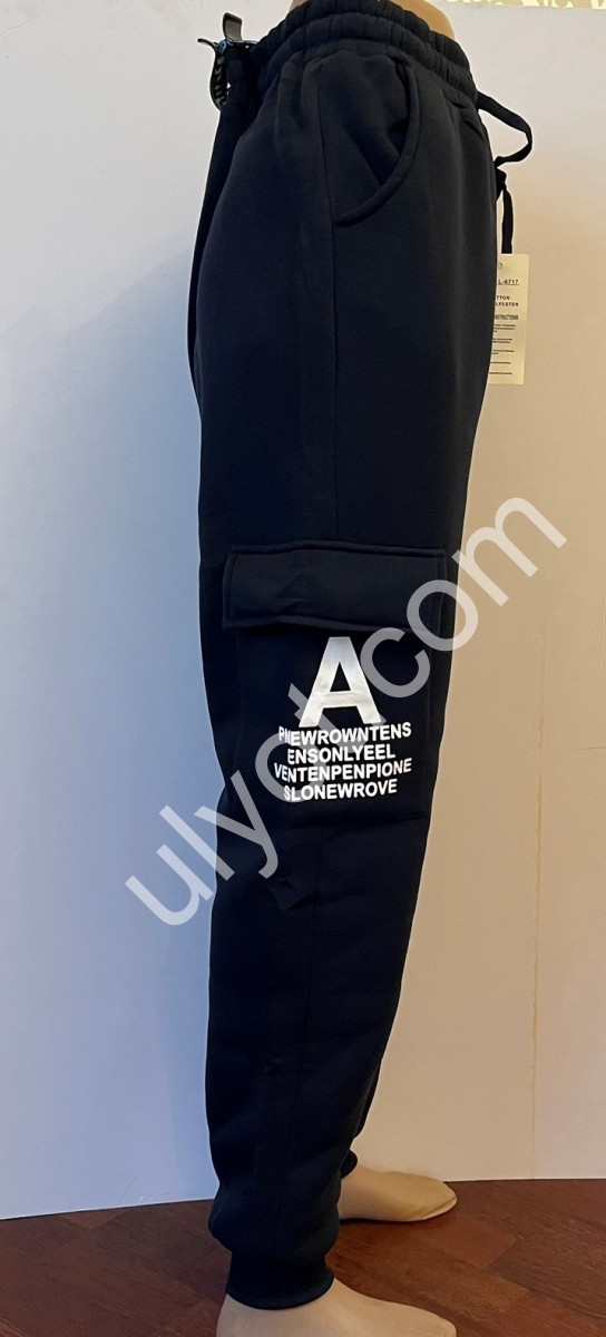 СПОРТ.ШТАНЫ (M-3XL) ФЛИС МАНЖЕТ Т.СИНИЙ 6717