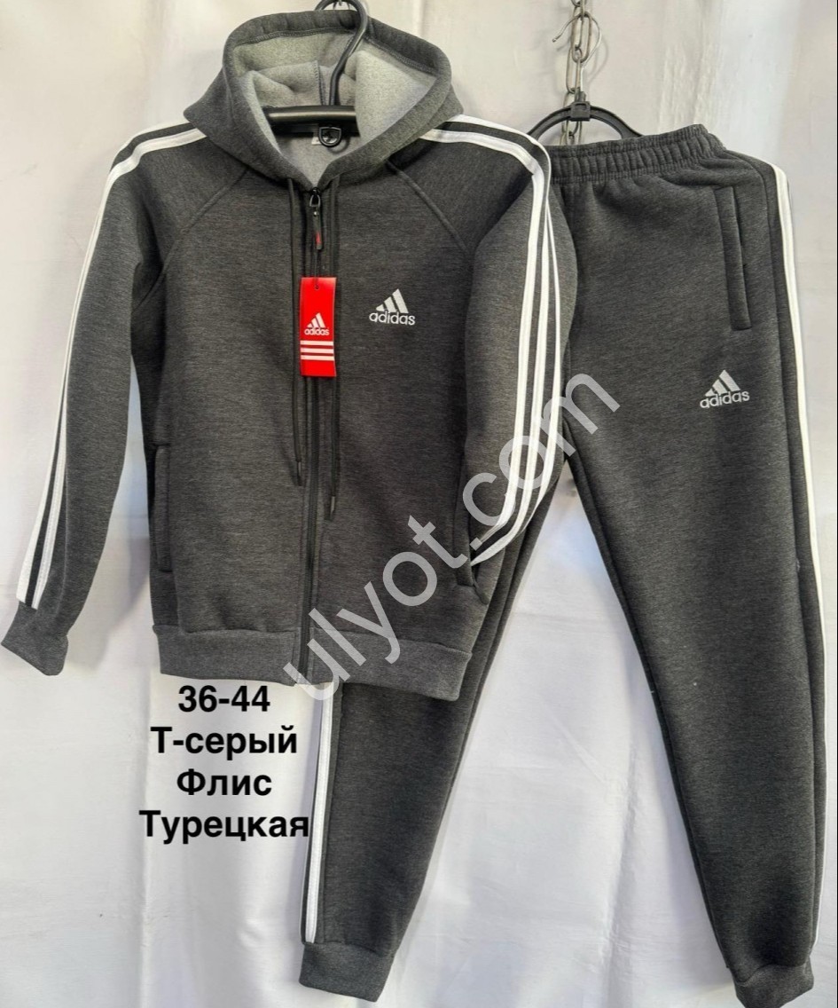 СПОРТ.КОСТЮМ A01 (36-44) ФЛИС МАНЖЕТ Т.СЕРЫЙ 