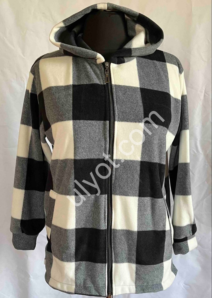 РУБАШКА (ONE SIZE 48-52) ФЛИС ЧЕРНЫЙ+БЕЛЫЙ 303