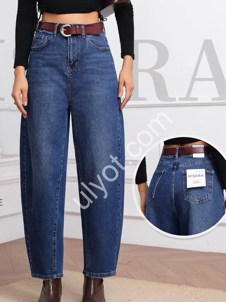 ДЖИНСЫ M.SARA (XS-XL) Т.СИНИЙ 1206-H