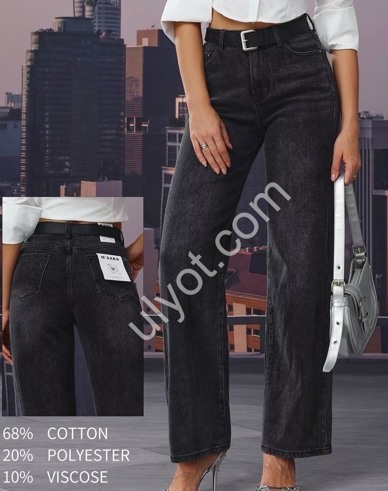 ДЖИНСЫ M.SARA (XS-XL) ГРАФИТ 2030-C