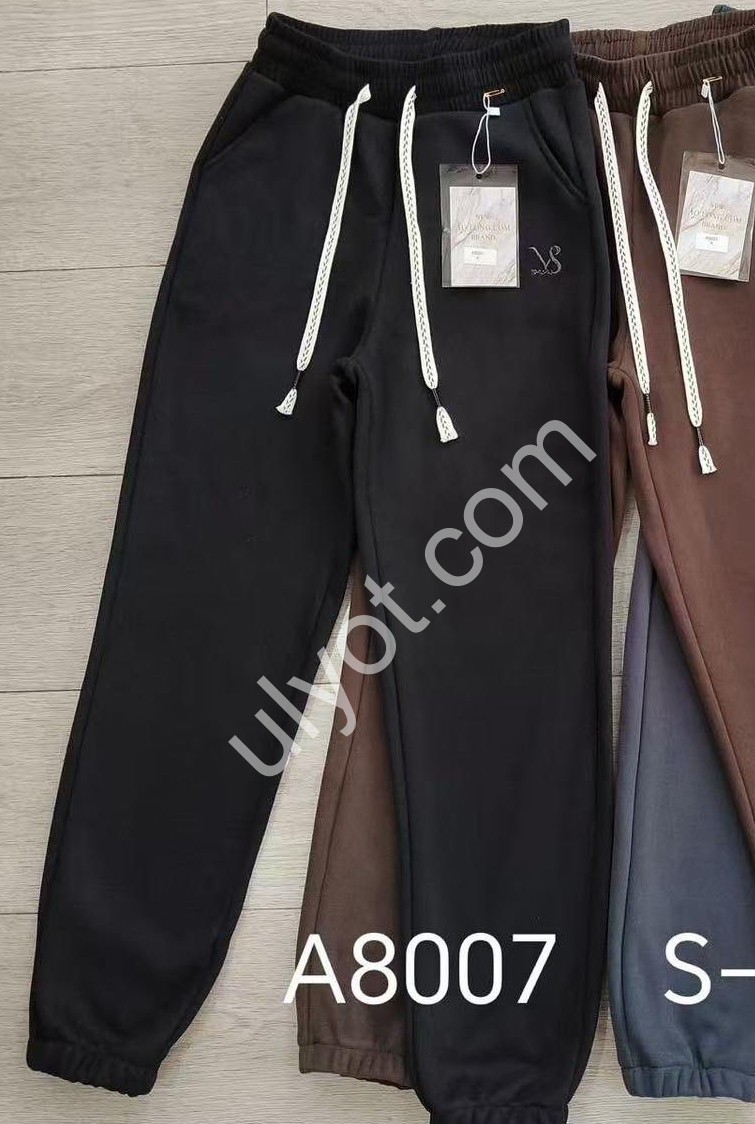 ШТАНЫ (S-2XL) ФЛИС МАНЖЕТ ЧЕРНЫЙ 8007