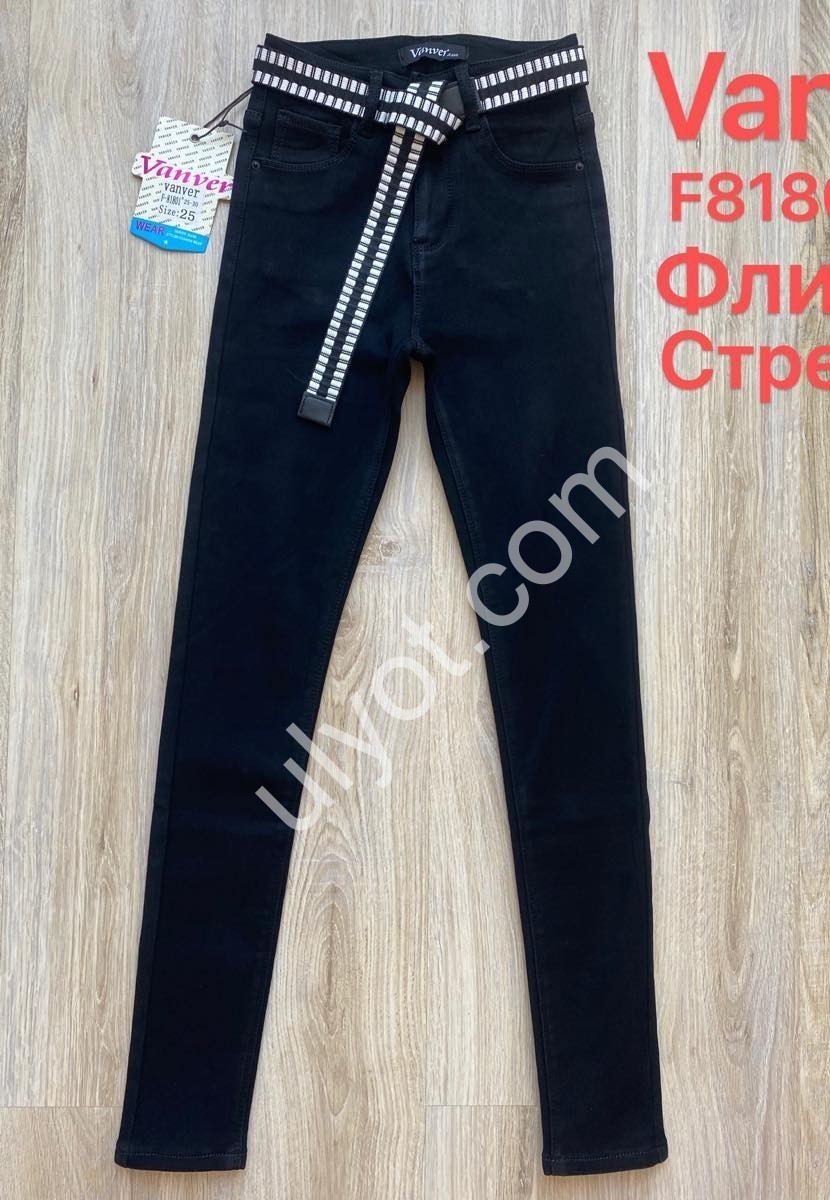 ДЖИНСЫ VANVER (25-30) ФЛИС ЧЕРНЫЙ F81801