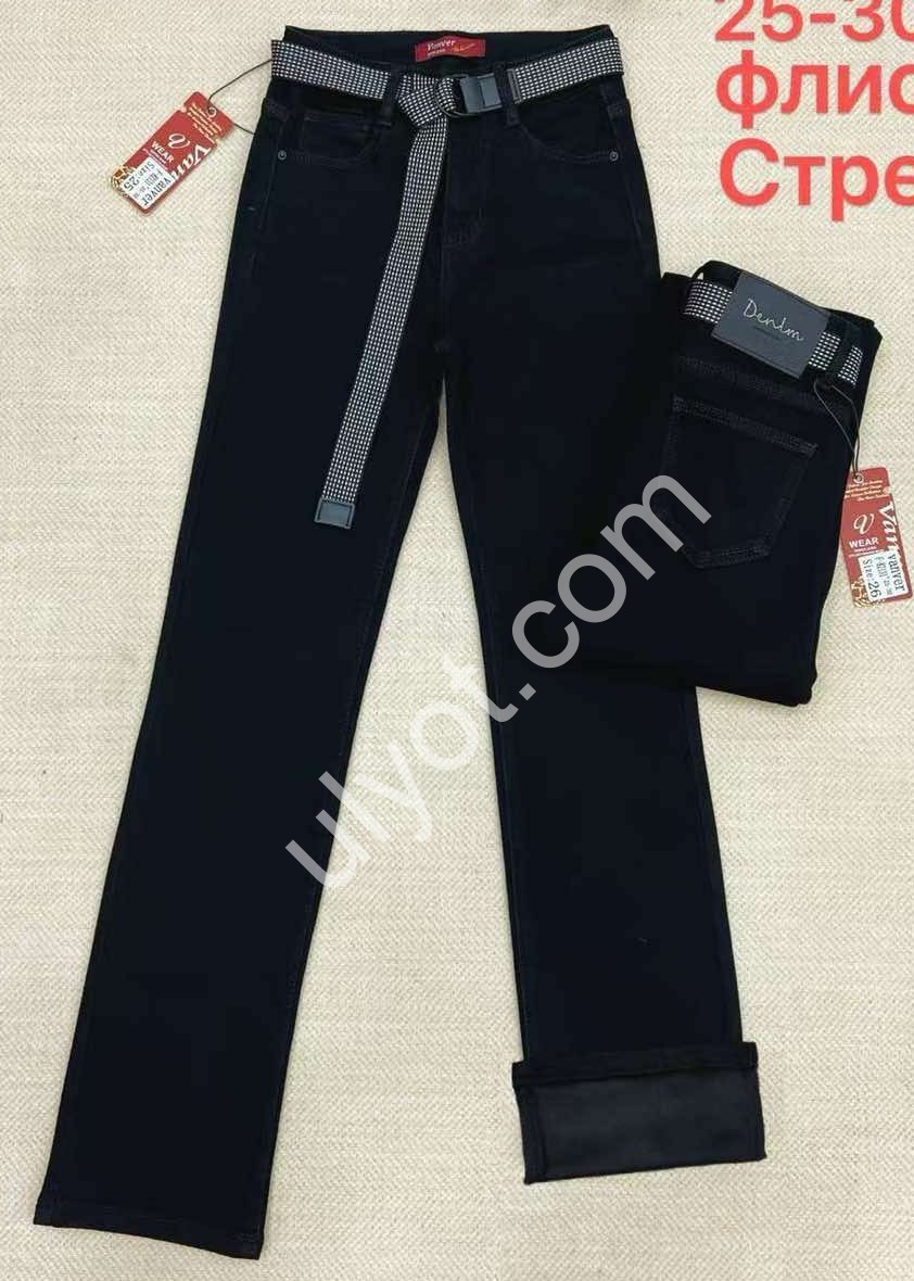 ДЖИНСЫ VANVER (25-30) ФЛИС ЧЕРНЫЙ F82131